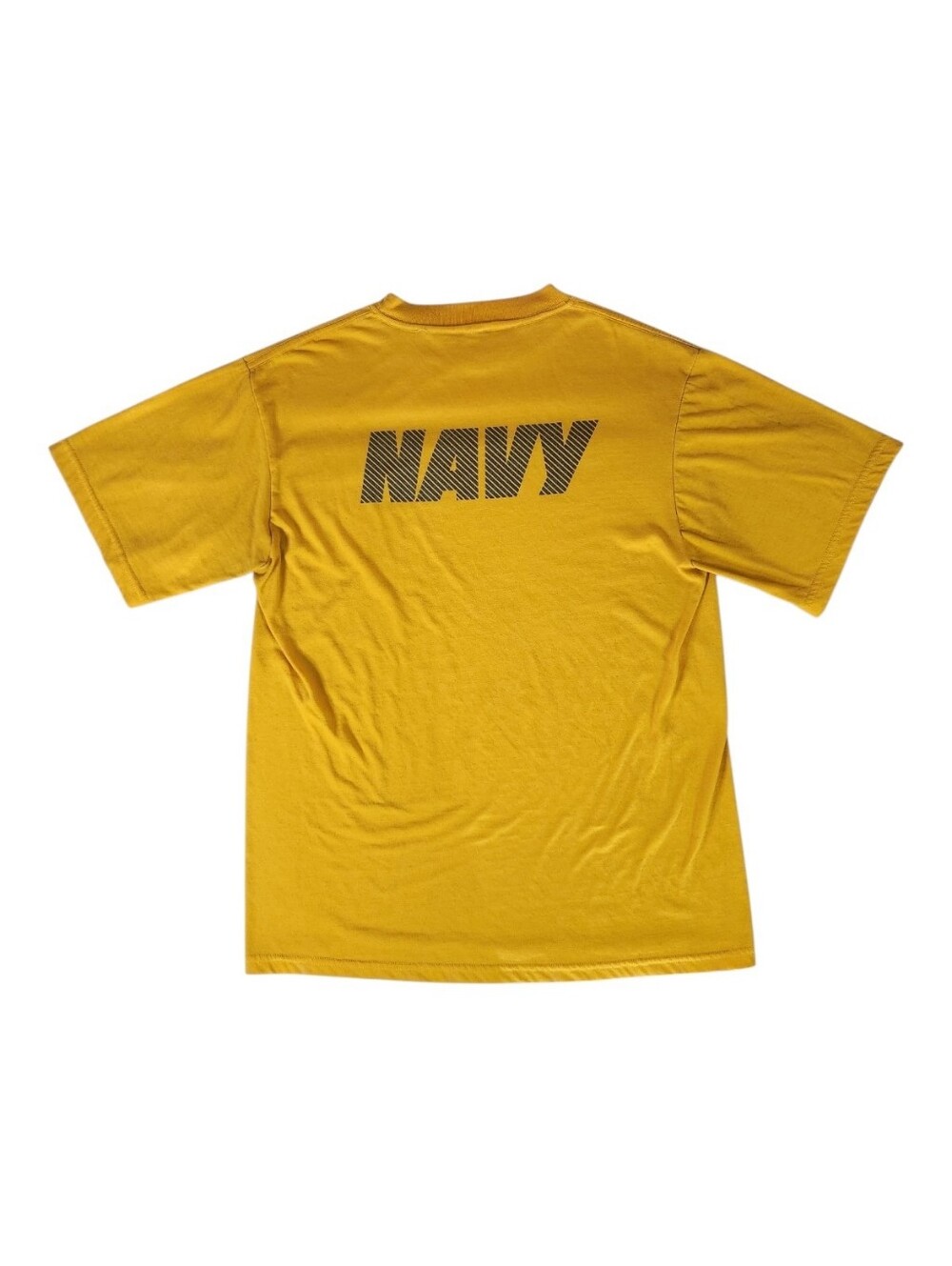 Official US Navy PTU Reflective Training T-Shirt Mustard Yellow Gym Tee Medium